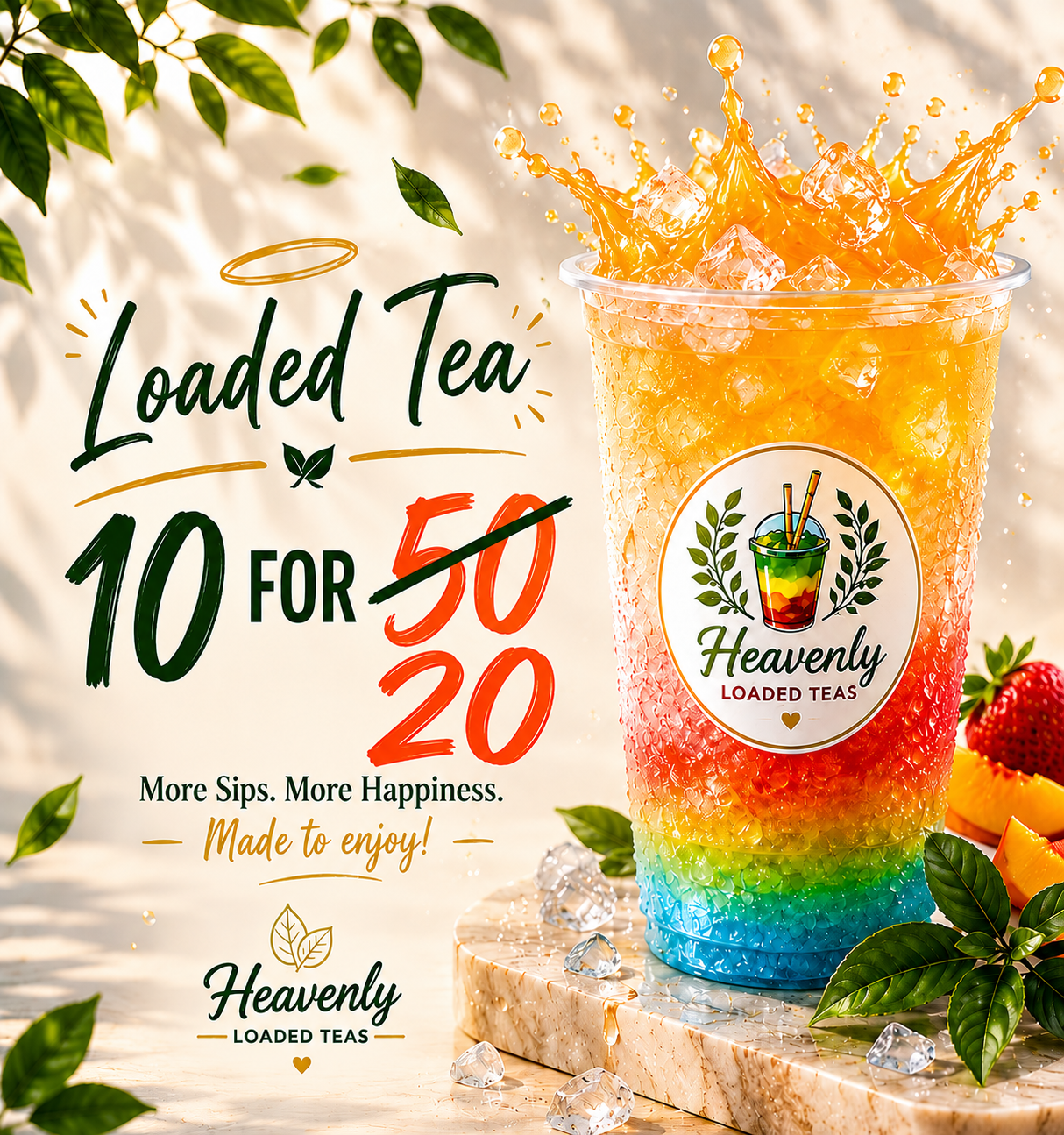 10 Pack Loaded Tea To Go At Home ( ZERO Sugar ) Fills 32 Oz | Keto Friendly Full of flavor Nutrition + ENERGY | Sugar Free Teas