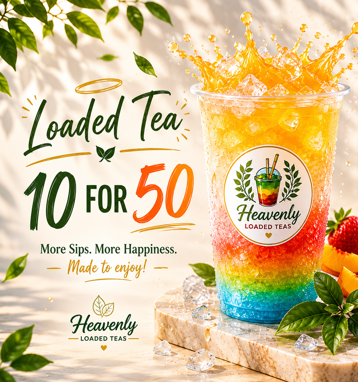 10 Pack Loaded Tea To Go At Home ( ZERO Sugar ) Fills 32 Oz | Keto Friendly Full of flavor Nutrition + ENERGY | Sugar Free Teas